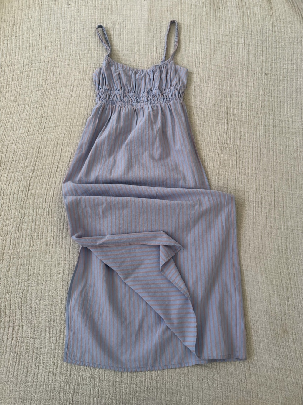 Rhythm Lavender and Pink Striped Smocked Maxi Dress